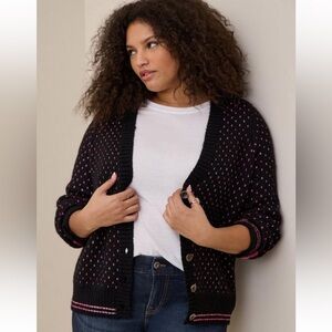 Torrid Black and Pink Heart Cardigan Sweater
